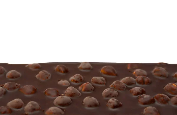 Mörk Choklad Med Nötter Vit Bakgrund — Stockfoto
