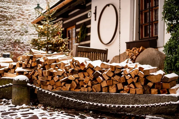 Praga República Checa Casa Romântica Centro Praga Inverno — Fotografia de Stock