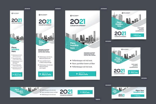 City Background Corporate Web Banner Template Vários Tamanhos Fácil Adaptar —  Vetores de Stock