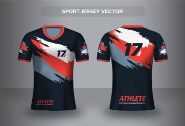 Futbol Jsersey tasarım şablonu. Futbol kulübü üniforması ön ve arka görünüş tişörtü.