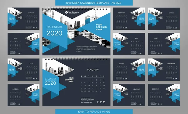Desk Calendar 2020 Template — 스톡 벡터