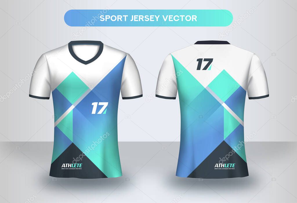 Football Jersey design template. Corporate Design, Soccer club uniform T-shirt front and back view.