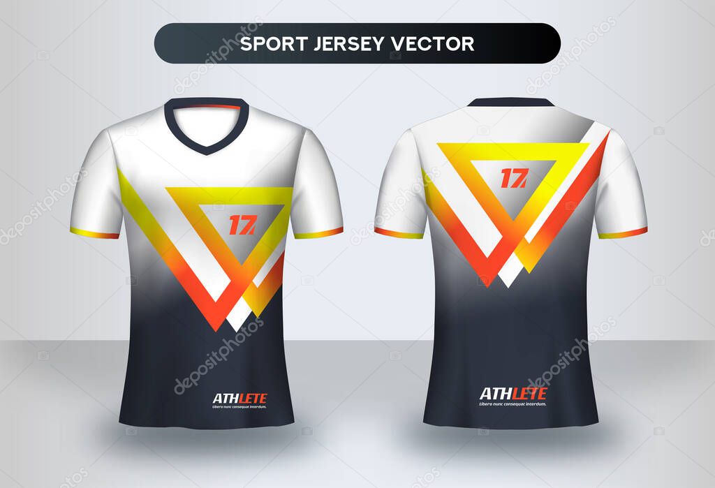 Football Jersey design template. Corporate Design, Soccer club uniform T-shirt front and back view.