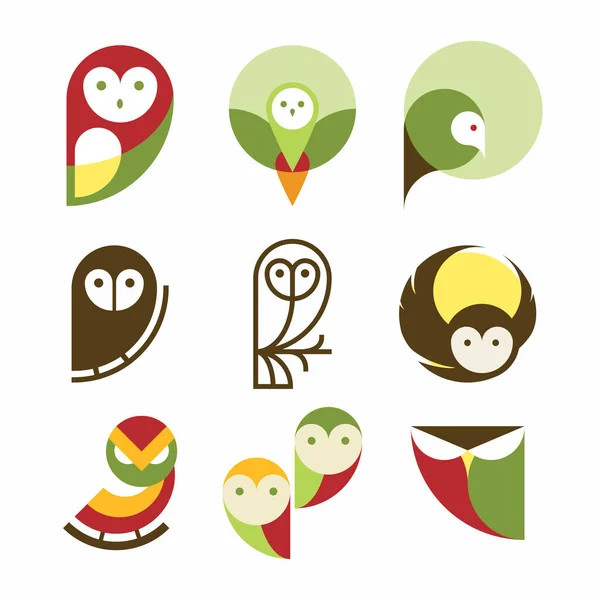 Búho Pájaro Logotipo Icono Símbolo Diseño — Vector de stock