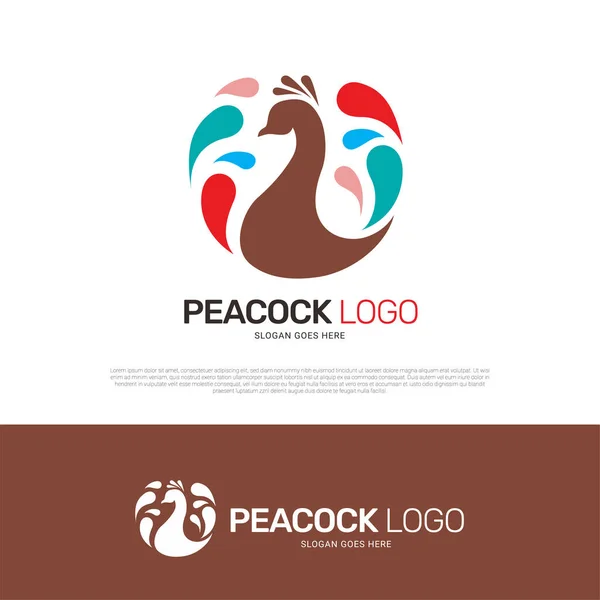 Diseño Del Símbolo Del Icono Del Logotipo Del Pavo Real — Archivo Imágenes Vectoriales