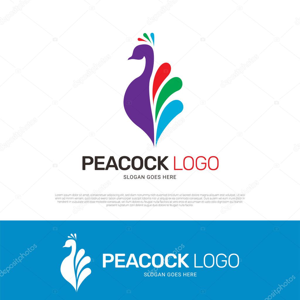Peacock bird logo icon symbol design