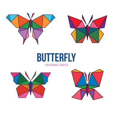 Kelebek düşük poligonal origami geometrik tasarımı