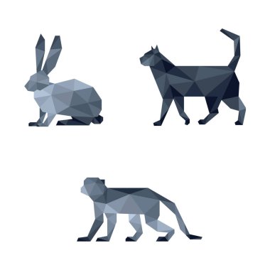 Evcil hayvan düşük polimetrik geometrik çokgen set tasarımı