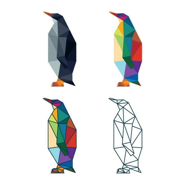 Pingüino Animal Mar Bajo Poli Diseño Geométrico Poligonal — Vector de stock