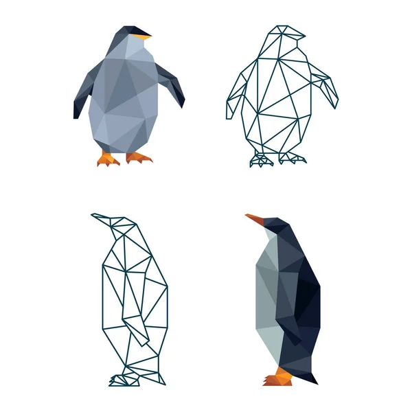 Pingvin Djur Hav Låg Polygonal Geometrisk Design — Stock vektor