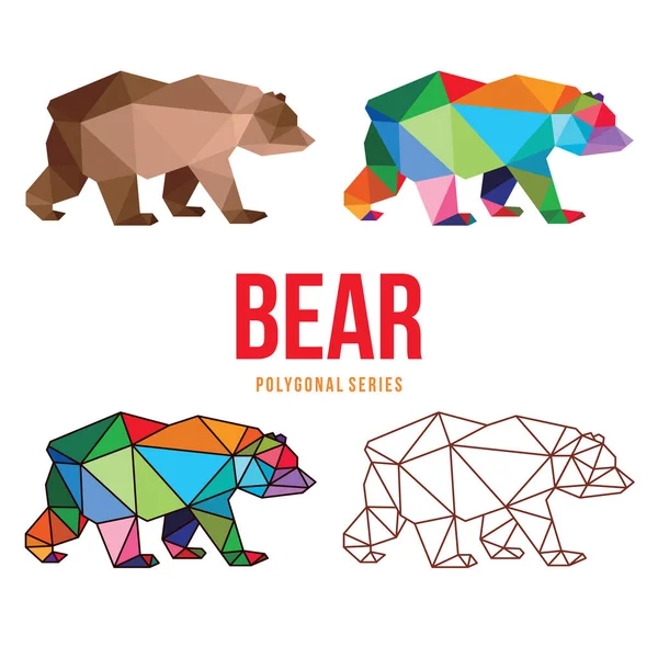 Bear Animal Low Poly Polygonal Geometric Design — Stock Vector