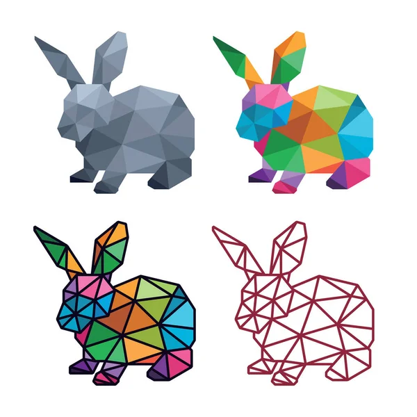 Lapin Animal Low Poly Géométrique Polygonal — Image vectorielle