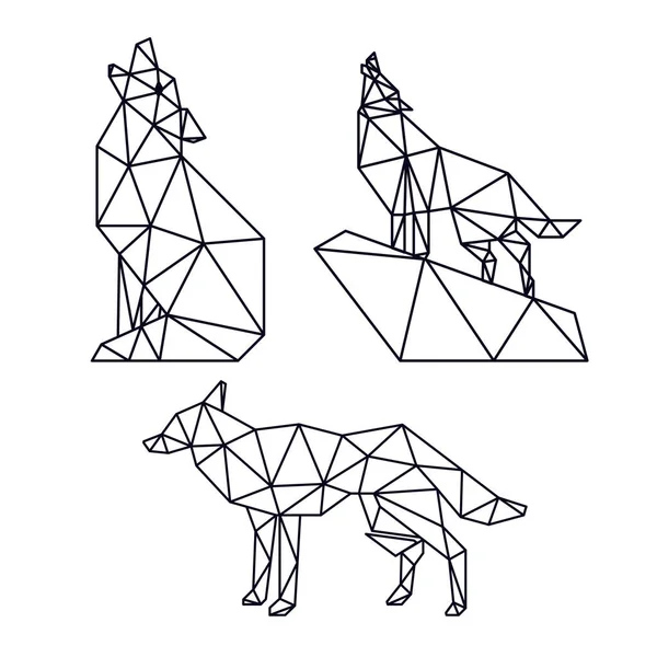 Wolf Zvíře Nízký Poly Geometrický Polygonální Design — Stockový vektor