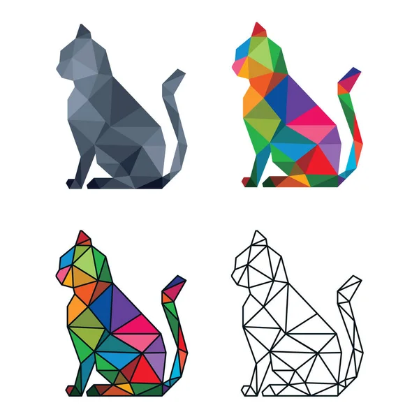 Katze Tier Low Poly Geometrische Polygonale Konstruktion — Stockvektor