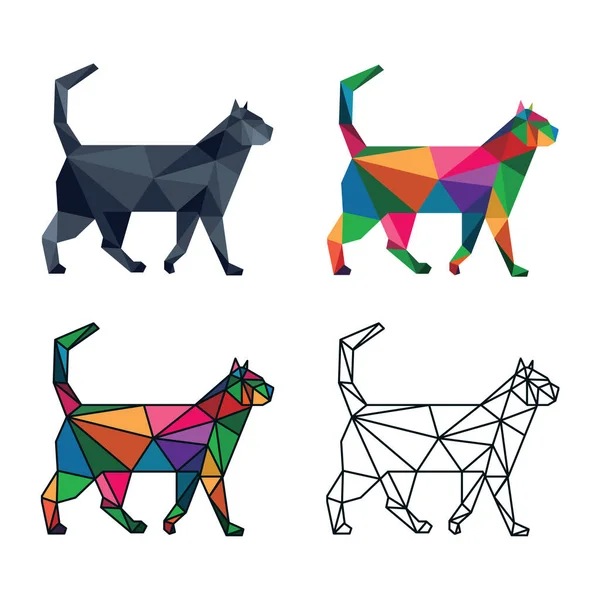 猫動物低ポリ幾何学的な多角形のデザイン — ストックベクタ