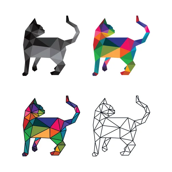 Katze Tier Low Poly Geometrische Polygonale Konstruktion — Stockvektor