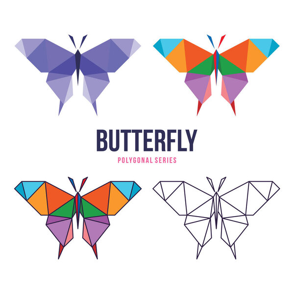 Бабочка низкая полигональная геометрическая конструкция оригами