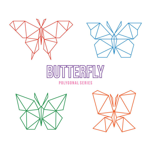 Бабочка низкая полигональная геометрическая конструкция оригами