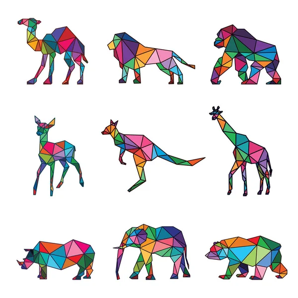 Zoo Animal Low Poly Géométrique Conception Polygonale — Image vectorielle