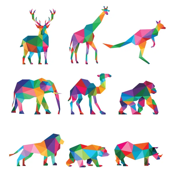 Zoo Djur Låg Poly Geometrisk Polygonal Design — Stock vektor