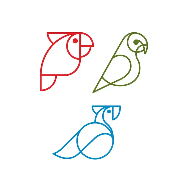 Набор Символов Логотипа Птицы Попугая — стоковый вектор
