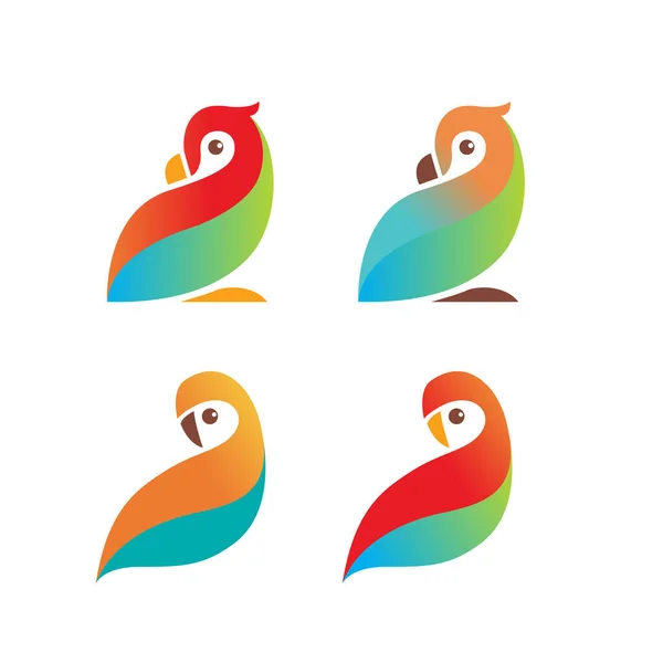 Papagaio Amor Pássaro Logotipo Ícone Símbolo Conjunto Vetor De Stock
