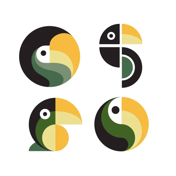 Туканский Ара Птица Логотип Животного Логотипа Иконка Дизайн Шаблона — стоковый вектор