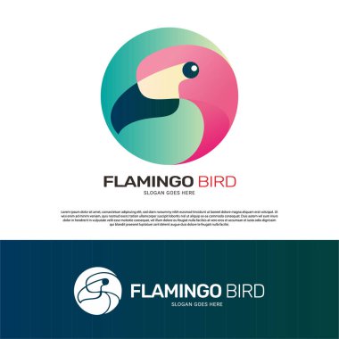 Flamingo Kuş logo simgesi şablon tasarımı