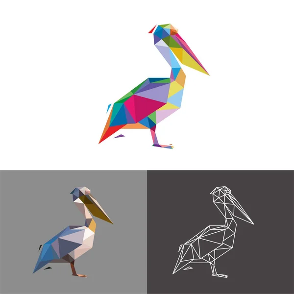 Pelican Lage Polygonale Driehoek Geometrisch Ontwerp Voor Logo Pictogram Symbool — Stockvector