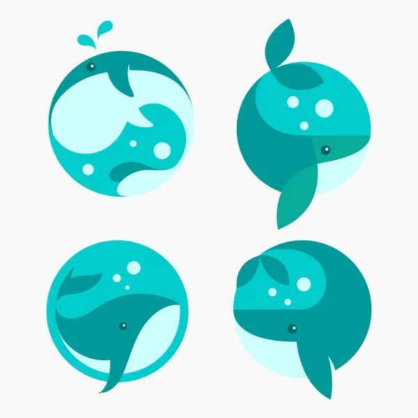 Símbolo Icono Logotipo Mar Océano Animal Ballena — Archivo Imágenes Vectoriales