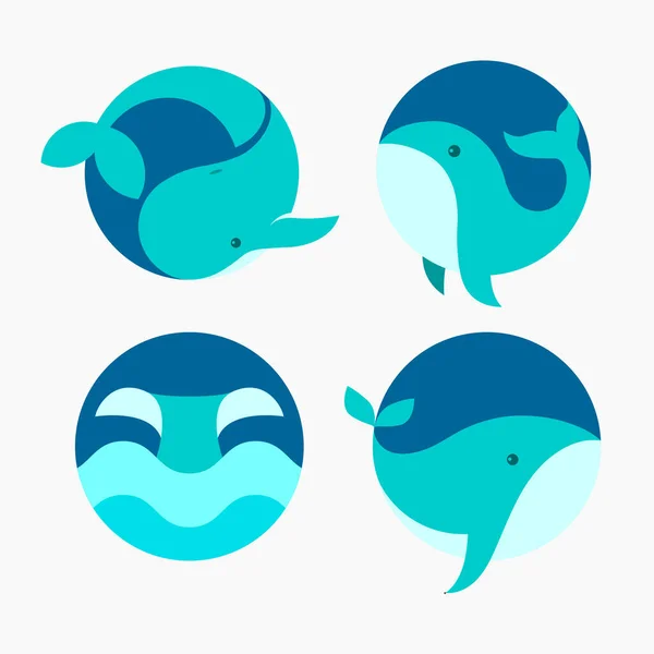 Símbolo Ícone Logotipo Mar Oceano Animal Baleia Vetor De Stock