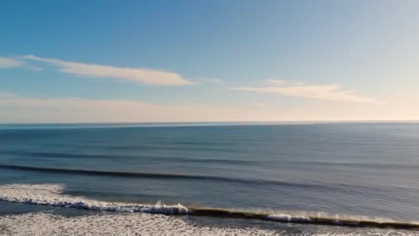 Aerial Video Beach Sea Breaking Waves Drone Beaches Golden Sands — Stock Video