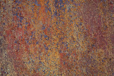 Paslı demir levhanın kaba dokusu, paslanmış metal zemin