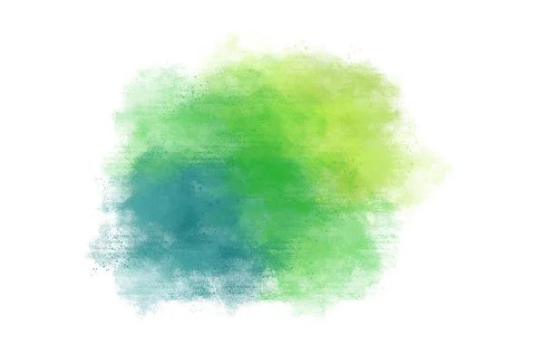 Groen Blauw Aquarel Verf Fusie Ontwerp Geïsoleerd Witte Achtergrond — Stockfoto