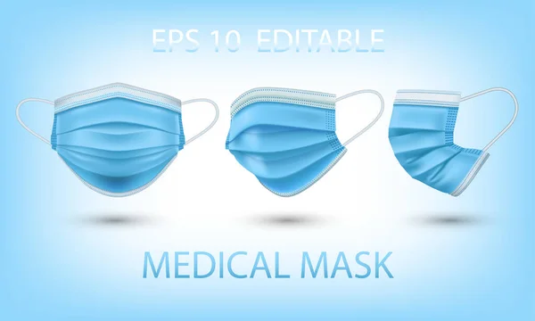 Máscara Facial Médica Realista Detalhes Máscara Médica Ilustração Vetor Máscara Imagens Royalty-Free