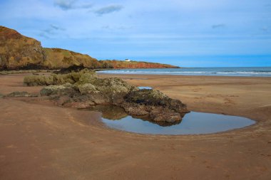 St. Cyrus Plajı, Aberdeenshire, İskoçya, İngiltere.