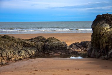 St. Cyrus Plajı, Aberdeenshire, İskoçya, İngiltere.
