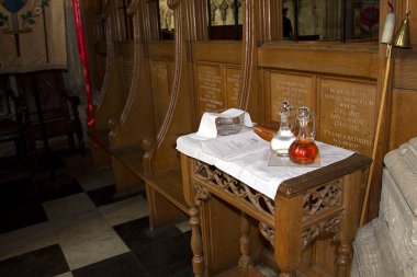 St. Albans Katedrali 'nin detayları. Hertfordshire, İngiltere, İngiltere.