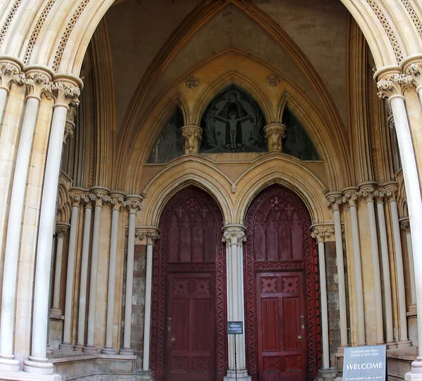 Részlet Szent Albans Katedrálisból Hertfordshire Anglia Egyesült Királyság — Stock Fotó