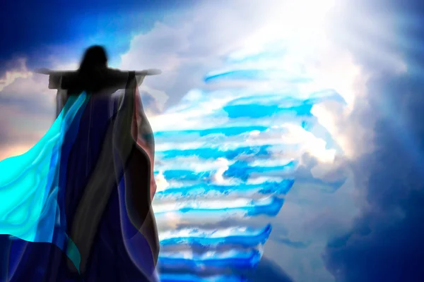 Jesus Christus Mit Der Treppe Zum Himmel Religiöser Hintergrund — Stockfoto