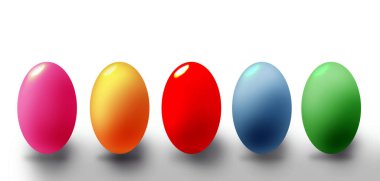 Beyaz arka planda izole edilmiş Paskalya yumurtaları.