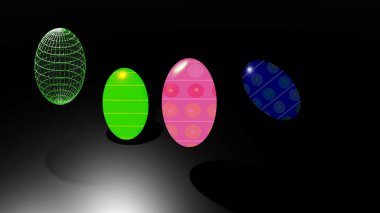 Siyah arka planda izole edilmiş Paskalya yumurtaları.