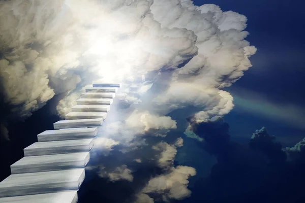 Cennete Giden Merdiven Gökyüzüne Çıkan Merdiven — Stok fotoğraf