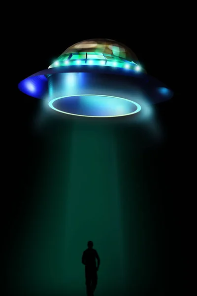 Ufo Tanımlanamayan Uçan Nesne Insan Silueti — Stok fotoğraf