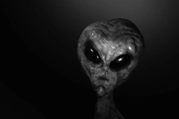 Alien Gezicht Geïsoleerd Zwarte Achtergrond — Stockfoto