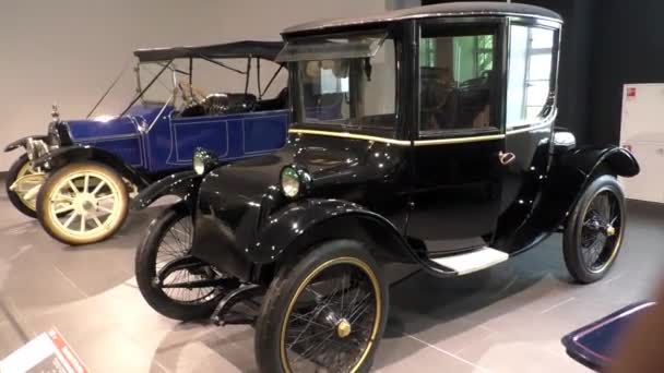 Pyshma Rússia 2021 Exposição Carros Retro Carro Elétrico Milburn Electric — Vídeo de Stock