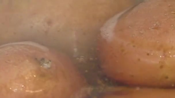 Cozinhar Batatas Uniforme Batatas Que Foram Submetidas Tratamento Térmico Para — Vídeo de Stock