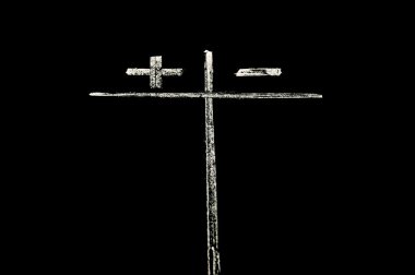 artı ve eksi kara tahta üzerinde