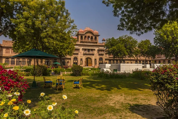Pohled Vnitřní Zahradu Paláce Lalgarh Bikaneru Rajasthan Indie — Stock fotografie