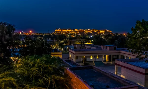 Jaisalmer Çatısından Hindistan Rajasthan Kentindeki Eski Şehre Doğru Olan Manzara — Stok fotoğraf